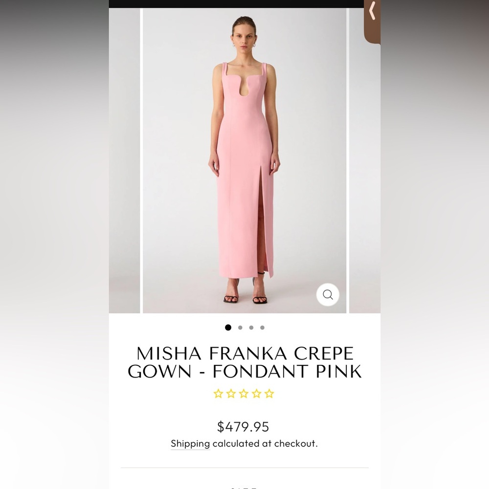 Misha Fondant Pink Crepe Maxi Gown